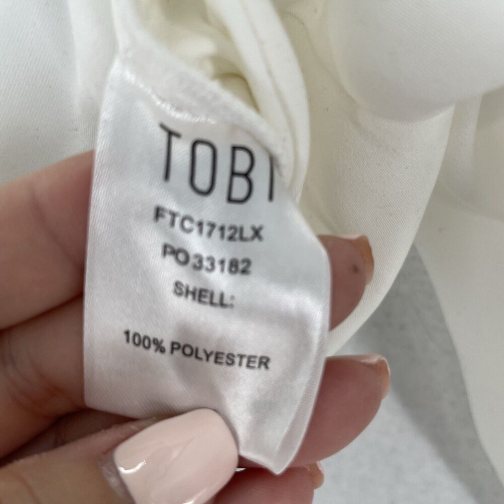 Tobi Crop Top Tie Front Small White Long Flare Sleeve Elastic Back Festival Boho - Picture 7 of 12